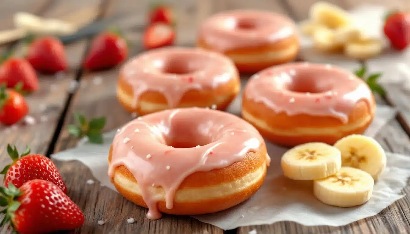 Lire la suite à propos de l’article Donuts sans gluten fraise-banane : la gourmandise saine à portée de main