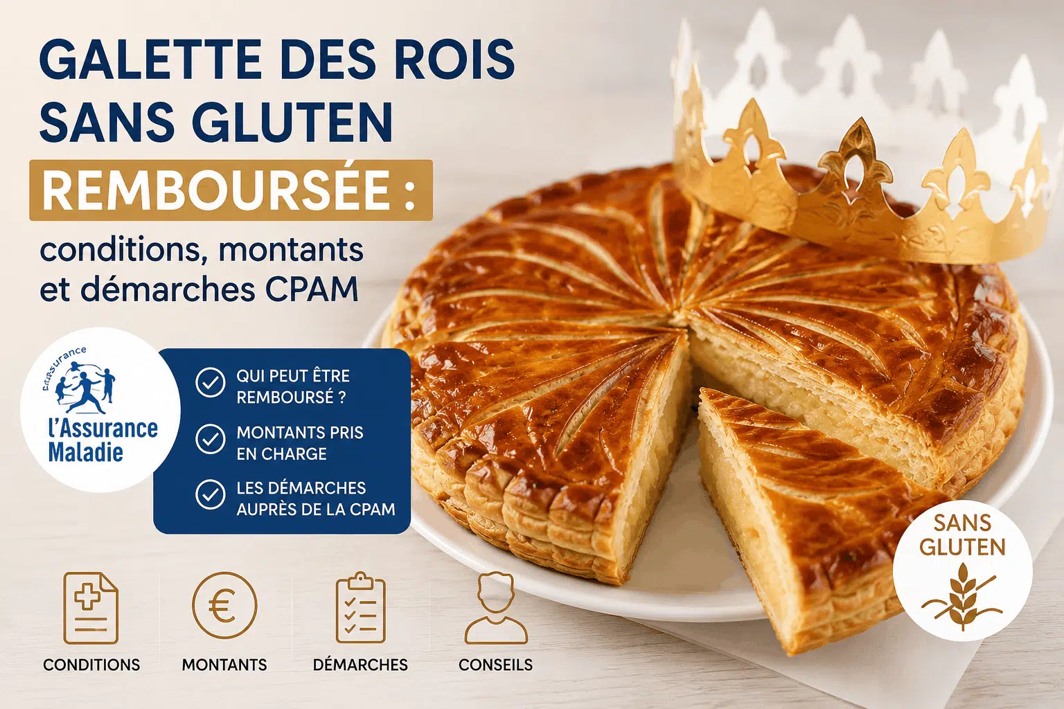 Lire la suite à propos de l’article Galette des rois sans gluten remboursée : conditions, montants et démarches CPAM